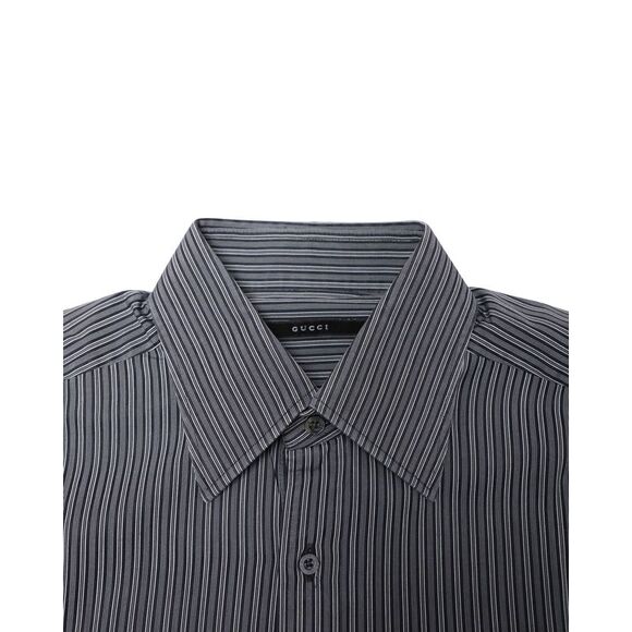 Gucci Striped Button Down Shirt in Navy Blue Cotton - Picture 3 of 7
